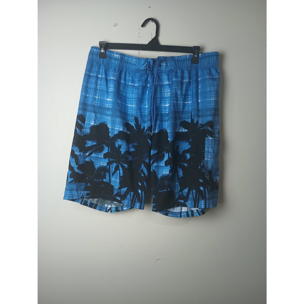 Men's Talos‎ Blue Palm Tree Swim Trucks drawstring Mesh Size XXL Beach Vacation